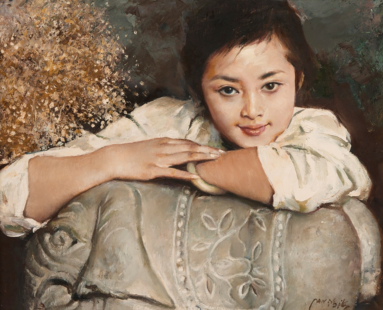 <h2>吉祥囡</h2><p>作者：潘鸿海</p><p>创作年代：2004年</p><p>规格：38cm×46cm</p><p>品类：油画</p>